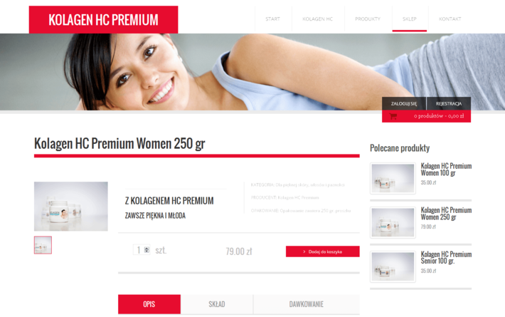 Strony WWW, aplikacje i sklepy internetowe dla Katowic - portfolio -  Kolagen HC Premium