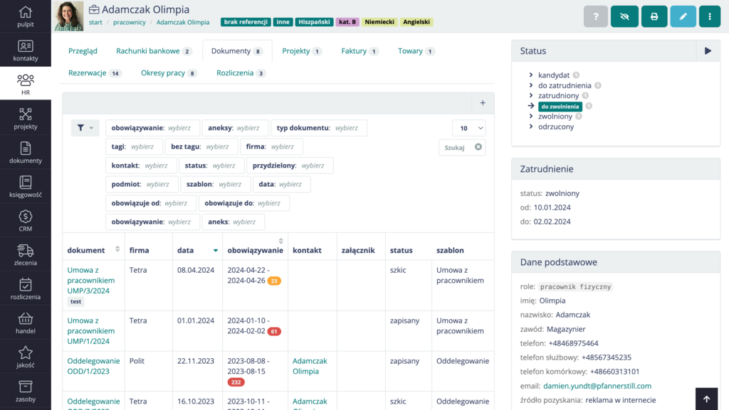 Dokumenty pracownicze